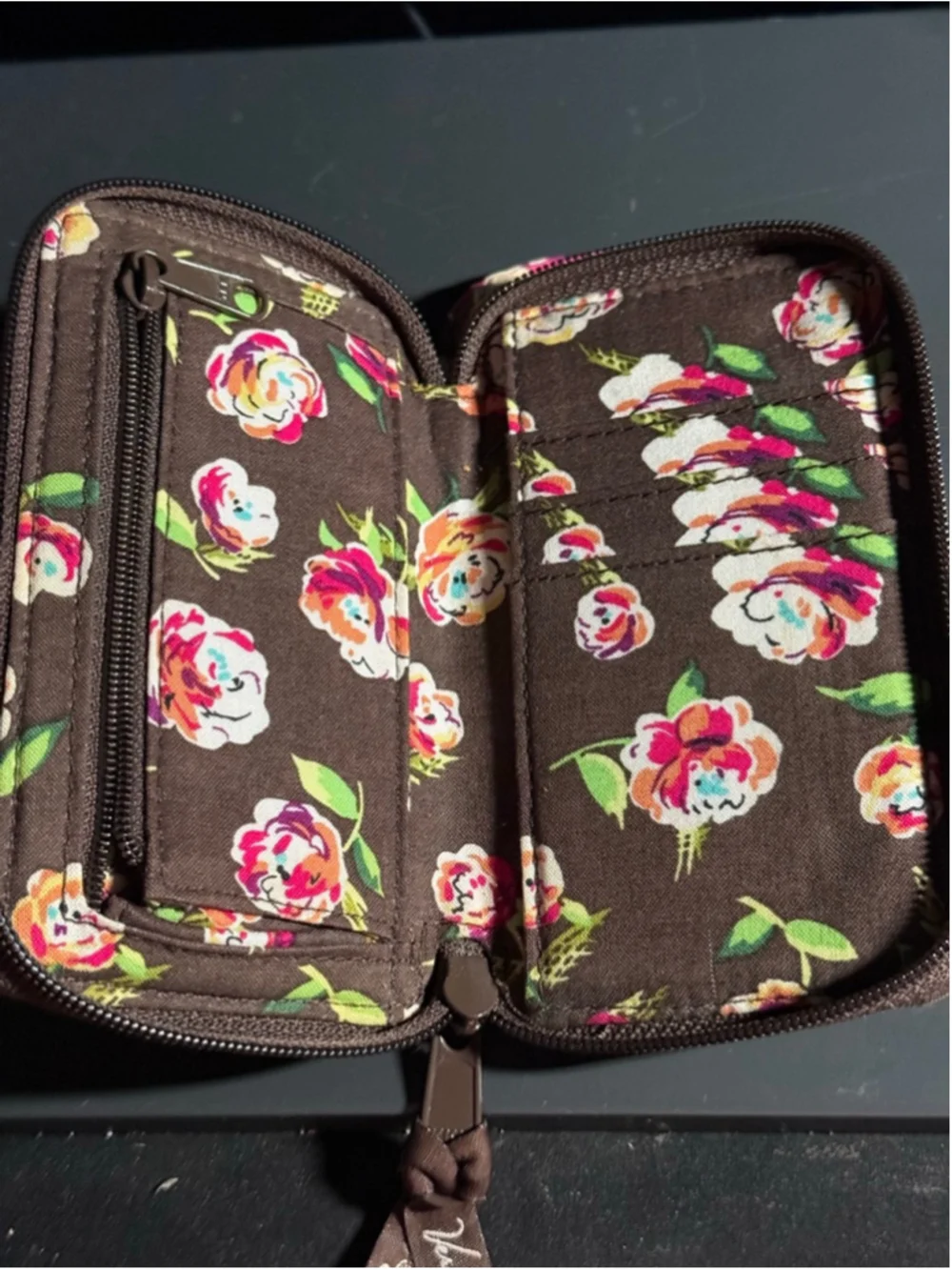 Vera Bradley Floral Brown Multicolor Wallet One Size